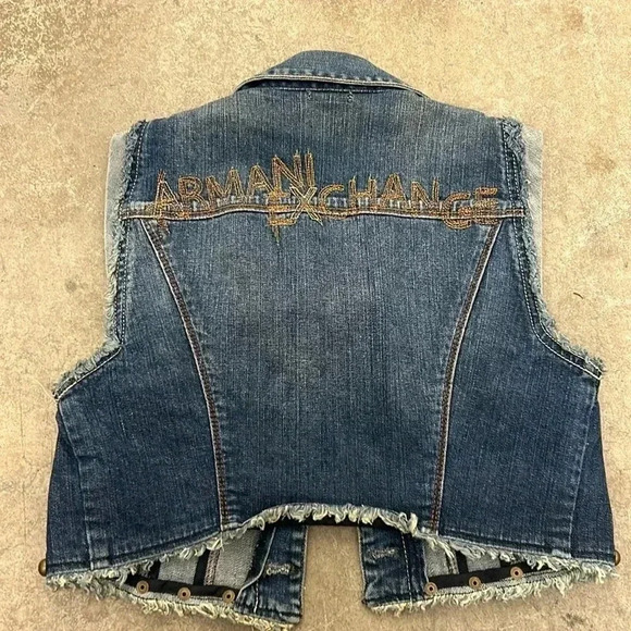 Armani Exchange cropped western  studded star denim vest - Picture 1 of 6